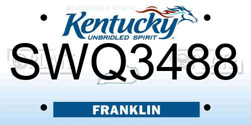 SWQ3488 Kentucky License Plate