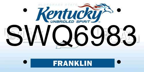 SWQ6983 Kentucky License Plate