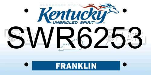 SWR6253 Kentucky License Plate