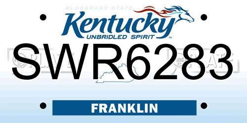 SWR6283 Kentucky License Plate