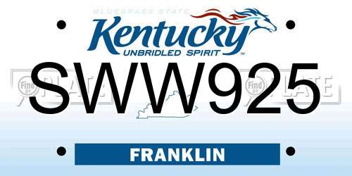 SWW925 Kentucky License Plate