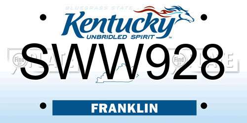 SWW928 Kentucky License Plate