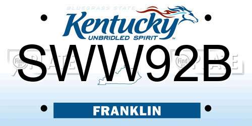 SWW92B Kentucky License Plate