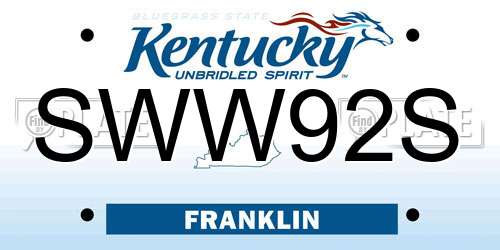 SWW92S Kentucky License Plate