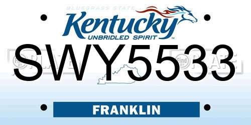 SWY5533 Kentucky License Plate