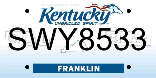 SWY8533 Kentucky License Plate