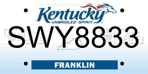 SWY8833 Kentucky License Plate