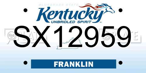 SX12959 Kentucky License Plate