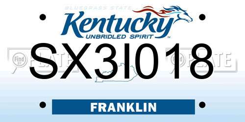 SX3I018 Kentucky License Plate