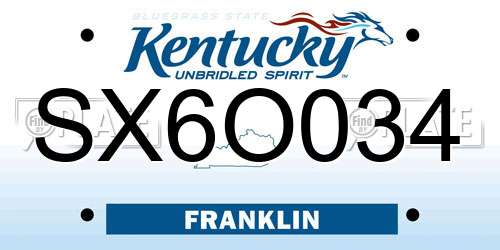 SX6O034 Kentucky License Plate