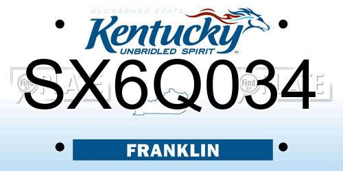 SX6Q034 Kentucky License Plate