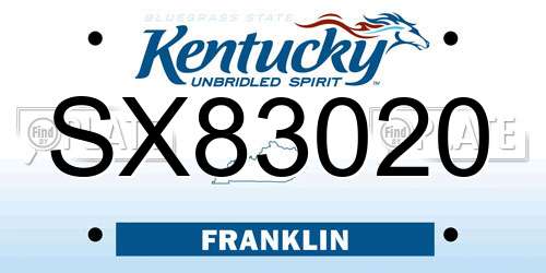 SX83020 Kentucky License Plate