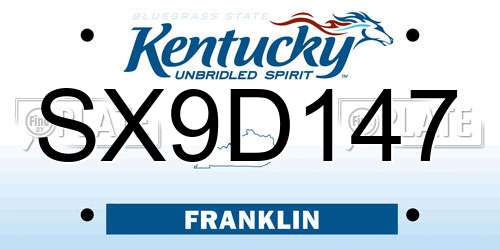 SX9D147 Kentucky License Plate