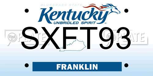 SXFT93 Kentucky License Plate
