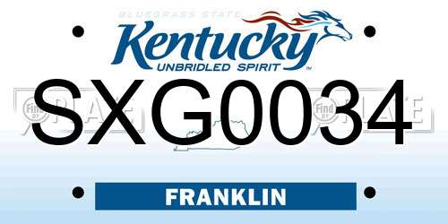 SXG0034 Kentucky License Plate