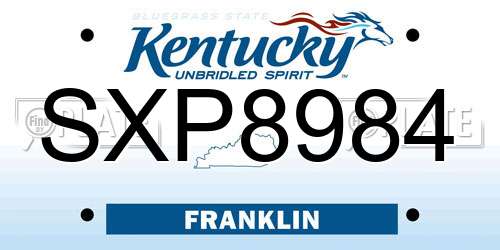 SXP8984 Kentucky License Plate