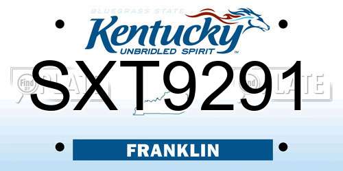 SXT9291 Kentucky License Plate