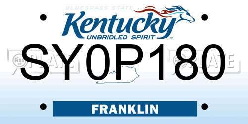 SY0P180 Kentucky License Plate