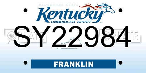 SY22984 Kentucky License Plate