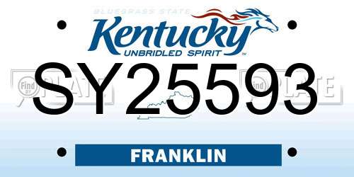 SY25593 Kentucky License Plate