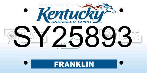 SY25893 Kentucky License Plate