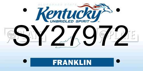 SY27972 Kentucky License Plate