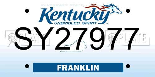 SY27977 Kentucky License Plate
