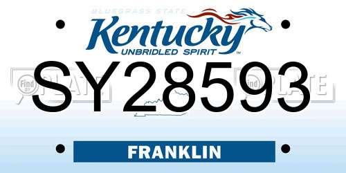 SY28593 Kentucky License Plate