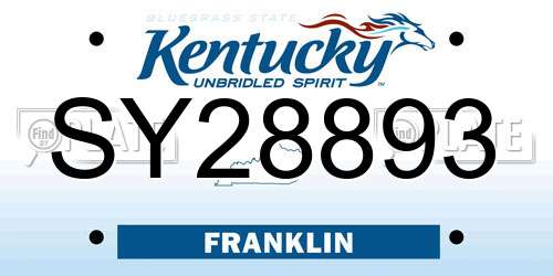SY28893 Kentucky License Plate