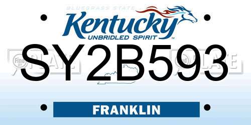 SY2B593 Kentucky License Plate