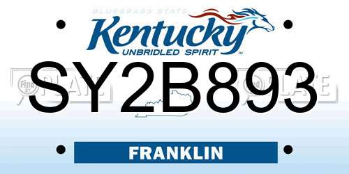 SY2B893 Kentucky License Plate