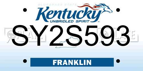 SY2S593 Kentucky License Plate