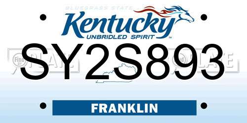 SY2S893 Kentucky License Plate