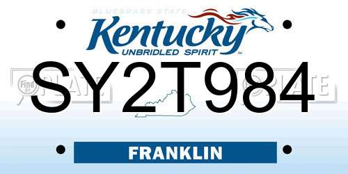 SY2T984 Kentucky License Plate
