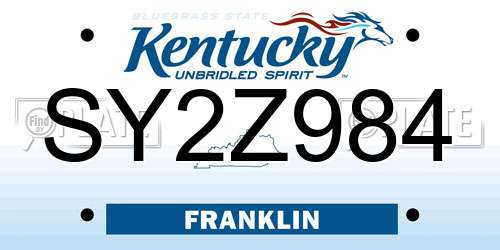 SY2Z984 Kentucky License Plate