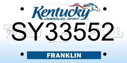 SY33552 Kentucky License Plate