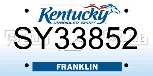 SY33852 Kentucky License Plate