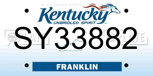 SY33882 Kentucky License Plate