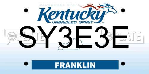 SY3E3E Kentucky License Plate