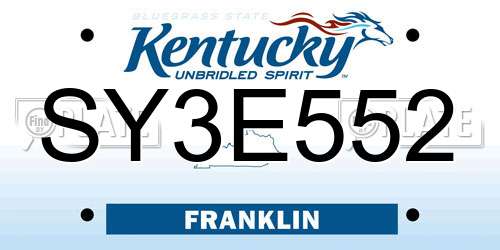 SY3E552 Kentucky License Plate