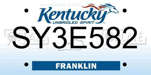 SY3E582 Kentucky License Plate