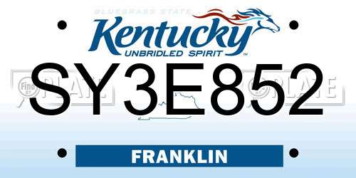 SY3E852 Kentucky License Plate