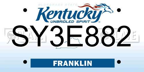 SY3E882 Kentucky License Plate