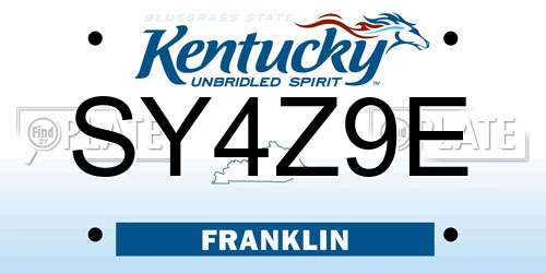 SY4Z9E Kentucky License Plate
