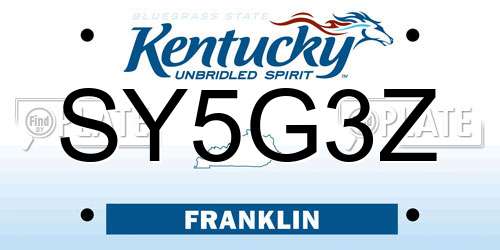 SY5G3Z Kentucky License Plate