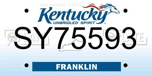 SY75593 Kentucky License Plate