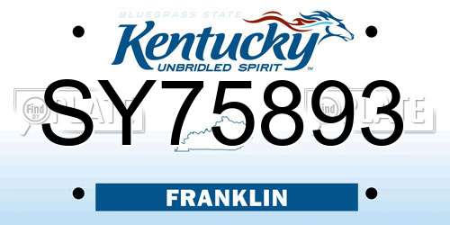 SY75893 Kentucky License Plate