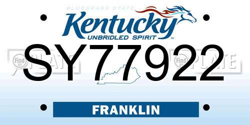 SY77922 Kentucky License Plate