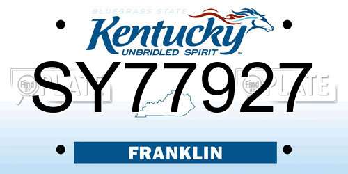 SY77927 Kentucky License Plate