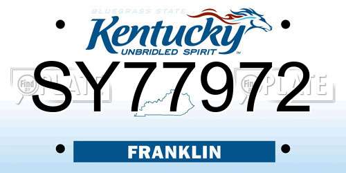 SY77972 Kentucky License Plate